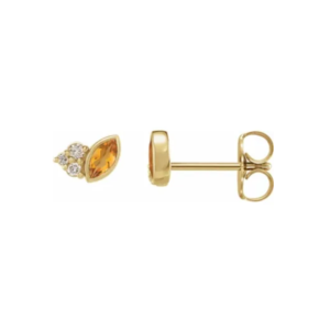 14K Natural Citrine & .05 CTW Natural Diamond Earrings