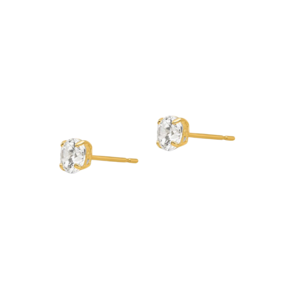 14K Round CZ Studs - Image 2