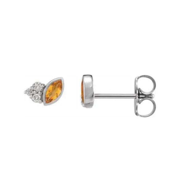 14K Natural Citrine & .05 CTW Natural Diamond Earrings - Image 3