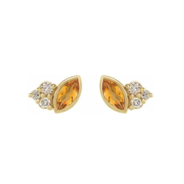 14K Natural Citrine & .05 CTW Natural Diamond Earrings - Image 2