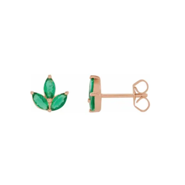 14K Natural Emerald Cluster Earrings - Image 4