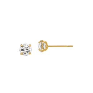 14K Round CZ Studs