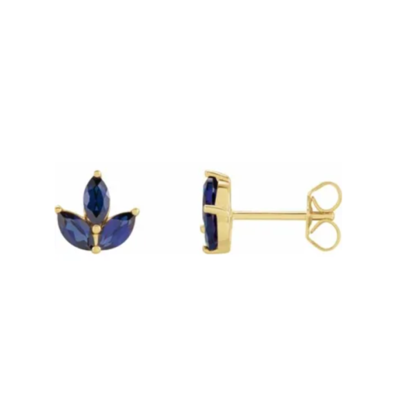 14K Natural Sapphire Cluster Earrings
