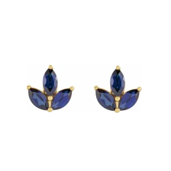 14K Natural Sapphire Cluster Earrings - Image 2