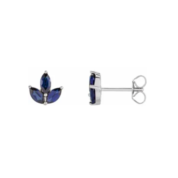 14K Natural Sapphire Cluster Earrings - Image 3