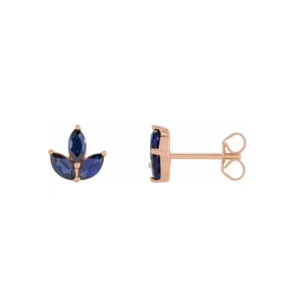 14K Natural Sapphire Cluster Earrings - Image 4