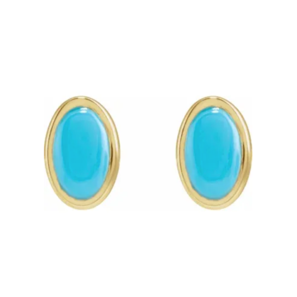 14K Natural Turquoise Earrings - Image 2
