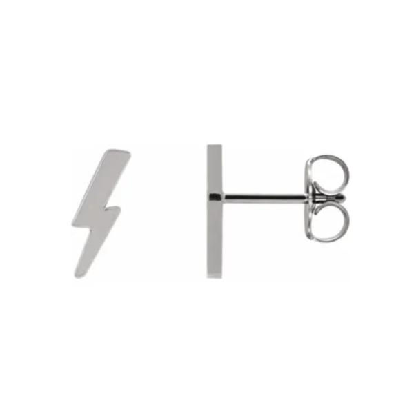 14K Tiny Lightening Bolt Earrings - Image 3
