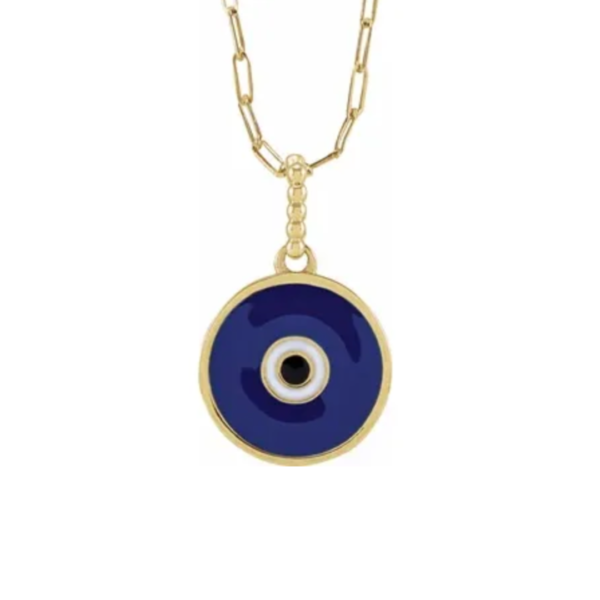 Blue Enamel Evil Eye Necklace