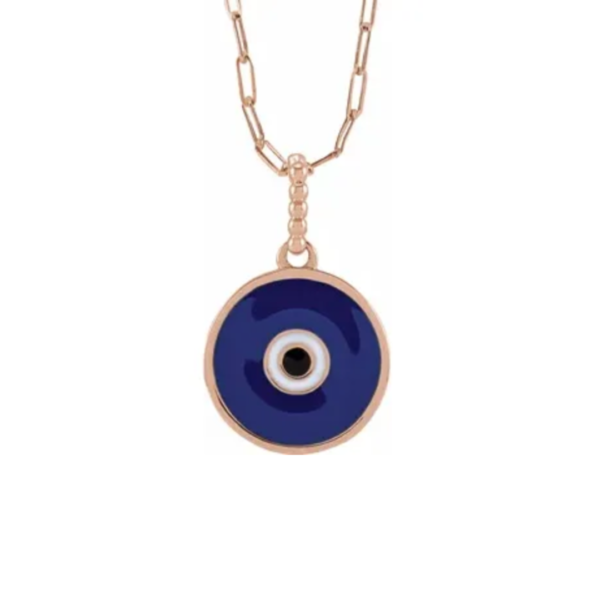 Blue Enamel Evil Eye Necklace - Image 2