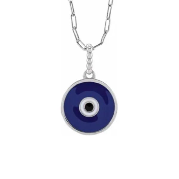 Blue Enamel Evil Eye Necklace - Image 3