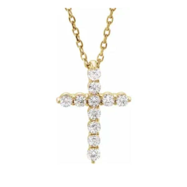 10K Lab-Grown Diamond Cross Necklace