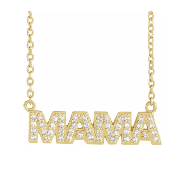 14K Gold and 1/10 Natural Diamond "Mama" Necklace