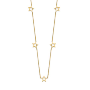 14K Yellow Gold 5 Star Necklace