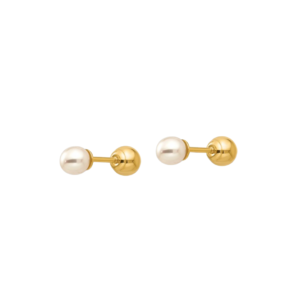 14k Reversible Fresh Water Cultured Pearl and Gold Ball Reversible Earrings