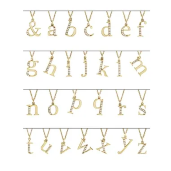 14K Gold .025 CTW Natural Diamond Lowercase Initial Necklace - Image 3