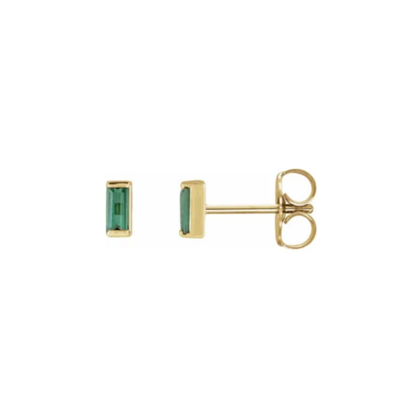 14K Yellow Natural Green Tourmaline Bezel-Set Earrings