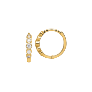 14K Gold and Sparkling CZ Huggie Earrings