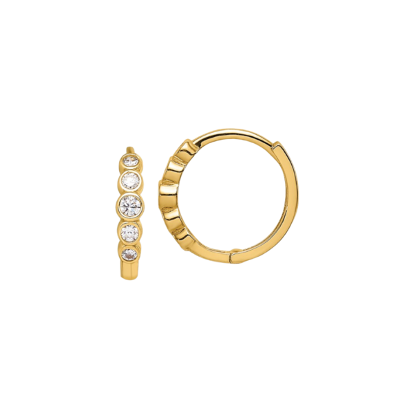 14K Gold and Sparkling CZ Huggie Earrings