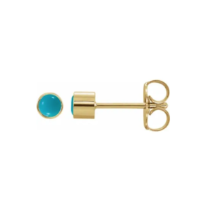 14K Natural Turquoise Bezel-Set Stud Earrings