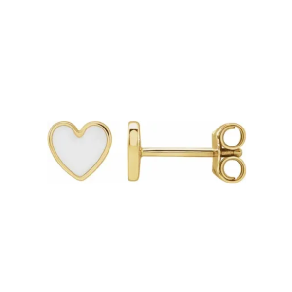 14K Enameled Heart Earrings - Image 4
