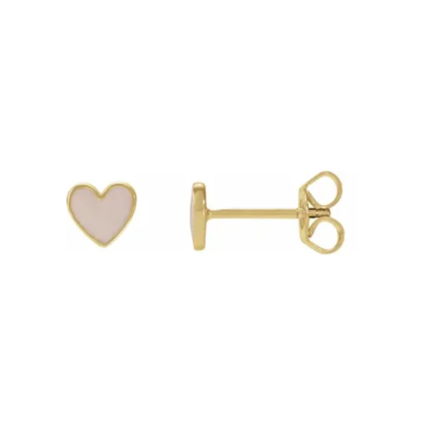 14K Enameled Heart Earrings - Image 3