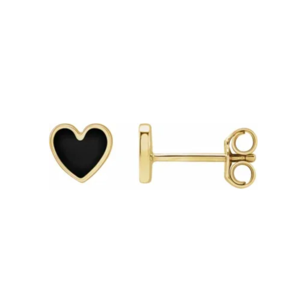 14K Enameled Heart Earrings