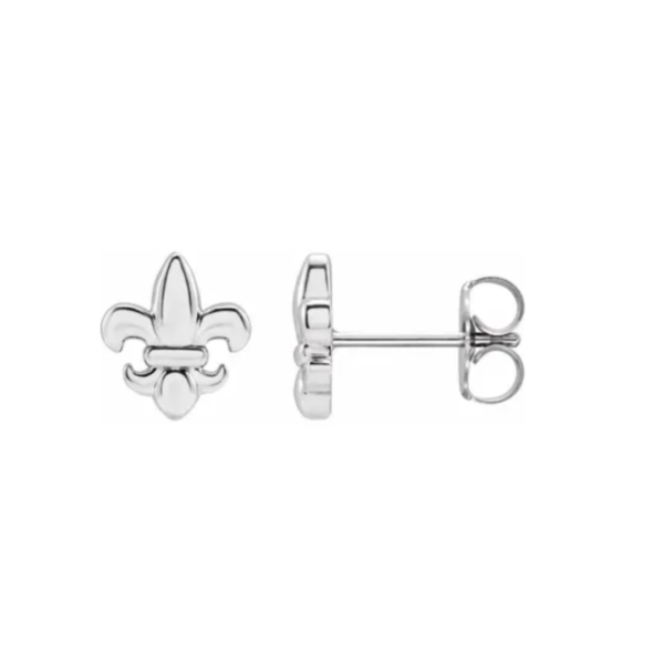 14K Fleur-de-Lis Stud Earrings - Image 3