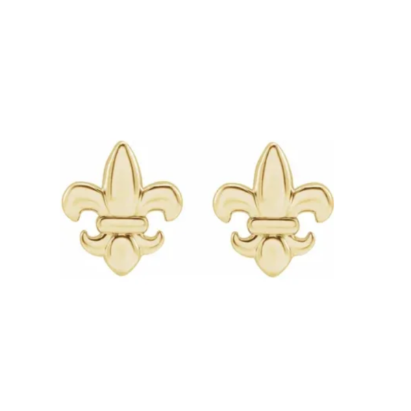 14K Fleur-de-Lis Stud Earrings - Image 2