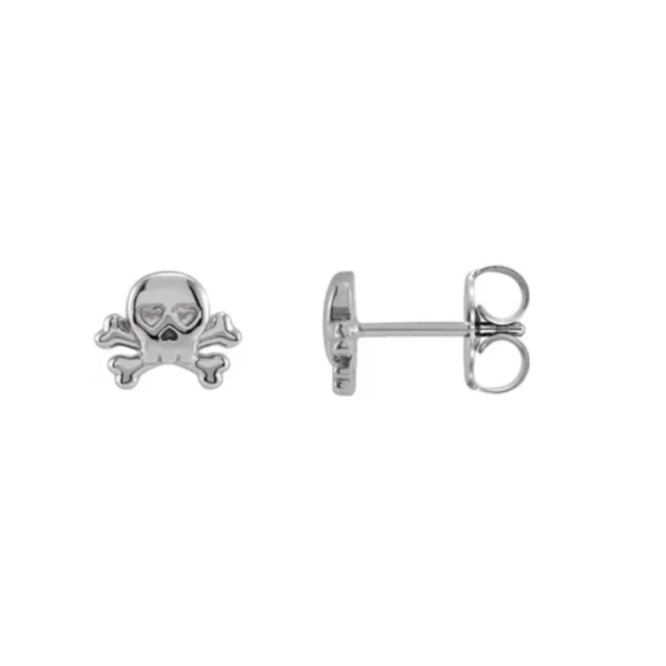 14K Petite Skull and Crossbones Earrings - Image 2