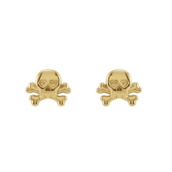 14K Petite Skull and Crossbones Earrings - Image 3