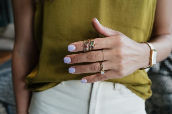 10K Stacking Birthstone Ring - Image 2