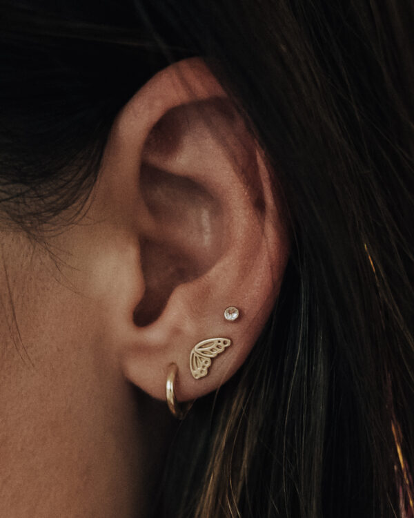 14K Solid Gold Huggie Earrings - Image 2