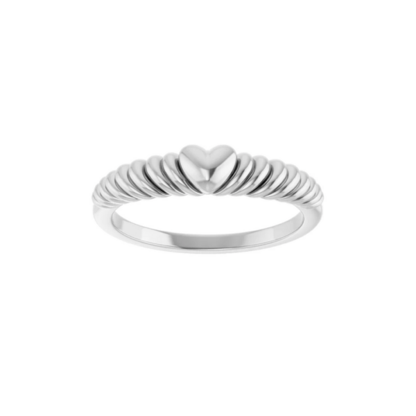 Sterling Silver Rope Heart Dome Ring - Image 3