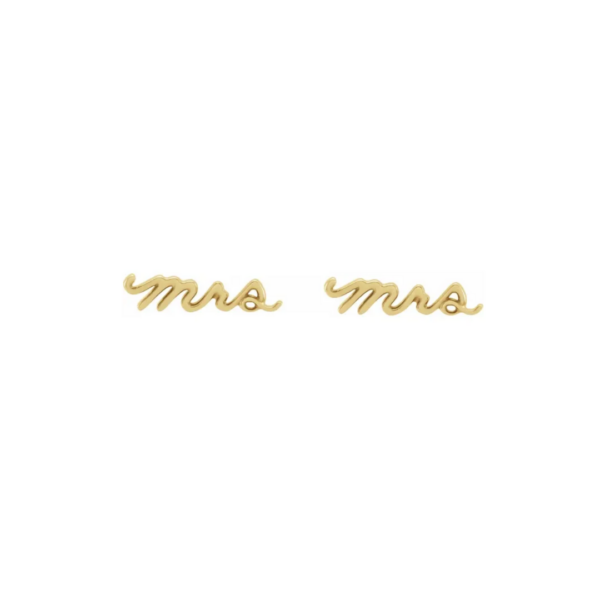 14K Gold "Mrs" Earrings