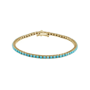 14K Yellow Natural Turquoise Line 7 1/2″ Bracelet