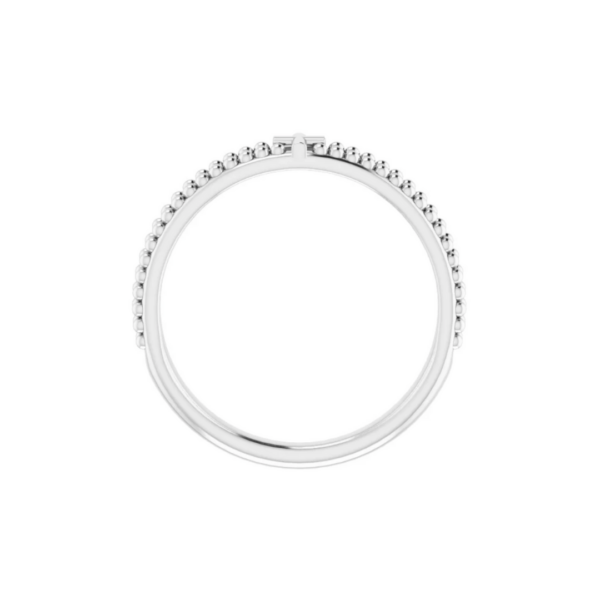 Sterling Silver Beaded Stackable Cross Ring - Image 3