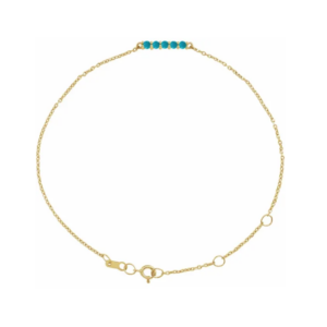 14K Gold Natural Turquoise Bar Bracelet