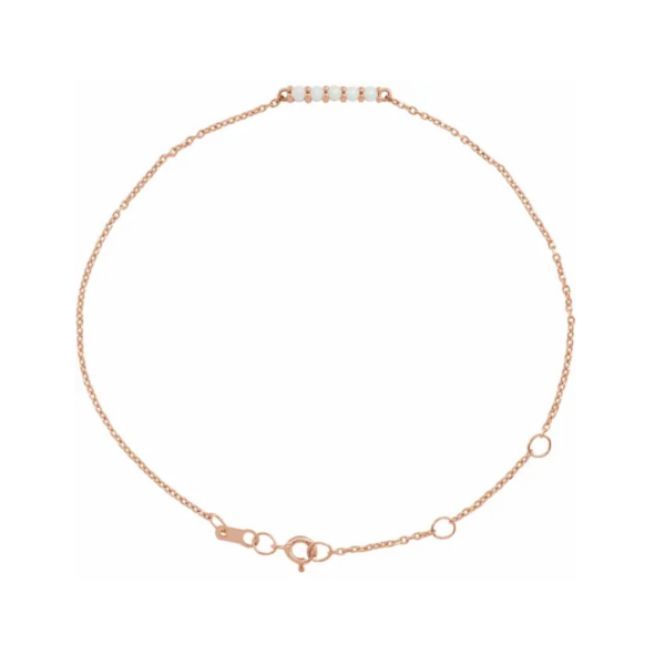 14K Gold and Natural Ethiopian Opal Bar Bracelet - Image 2