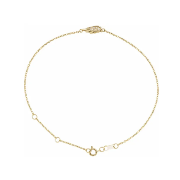 14K Gold .015 CTW Natural Diamond Angel Wing Bracelet