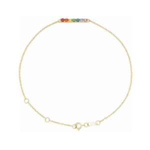 14K Yellow Natural Multi-Gemstone Bar Bracelet