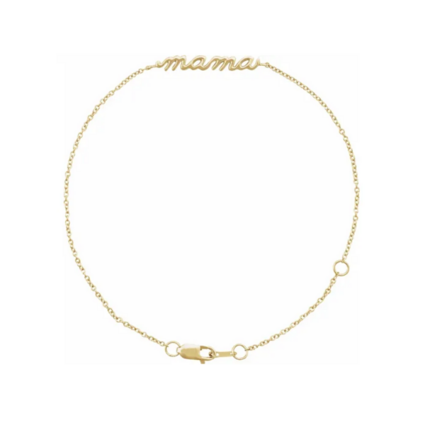 14K Gold Script "Mama" Bracelet