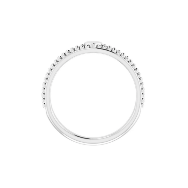 Sterling Silver Beaded Stackable Heart Ring - Image 3
