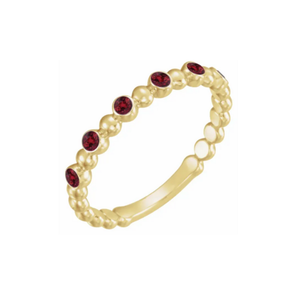 14K Beaded Stacking Birthstone Ring - Image 37