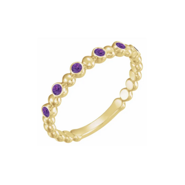 14K Beaded Stacking Birthstone Ring - Image 36