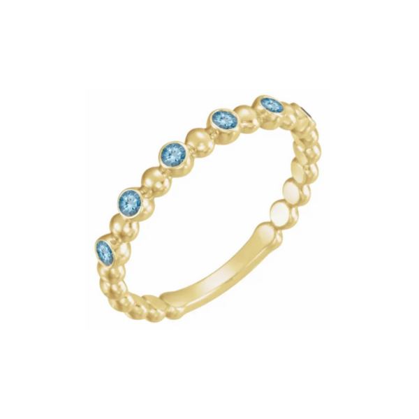 14K Beaded Stacking Birthstone Ring - Image 35