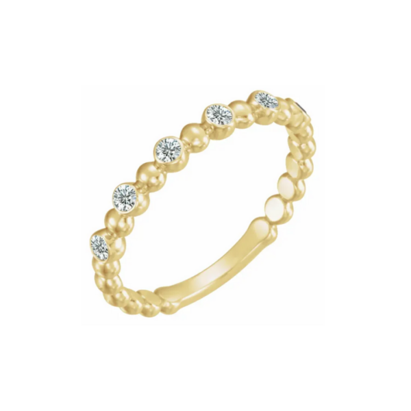 14K Beaded Stacking Birthstone Ring - Image 34