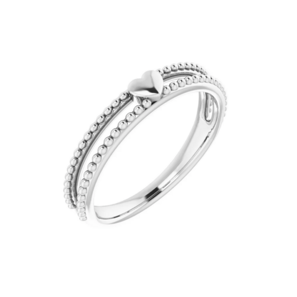 Sterling Silver Beaded Stackable Heart Ring