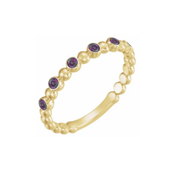 14K Beaded Stacking Birthstone Ring - Image 32