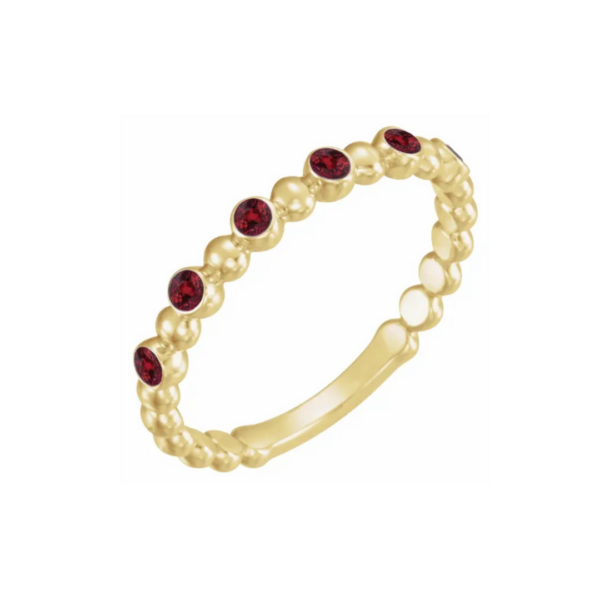 14K Beaded Stacking Birthstone Ring - Image 31